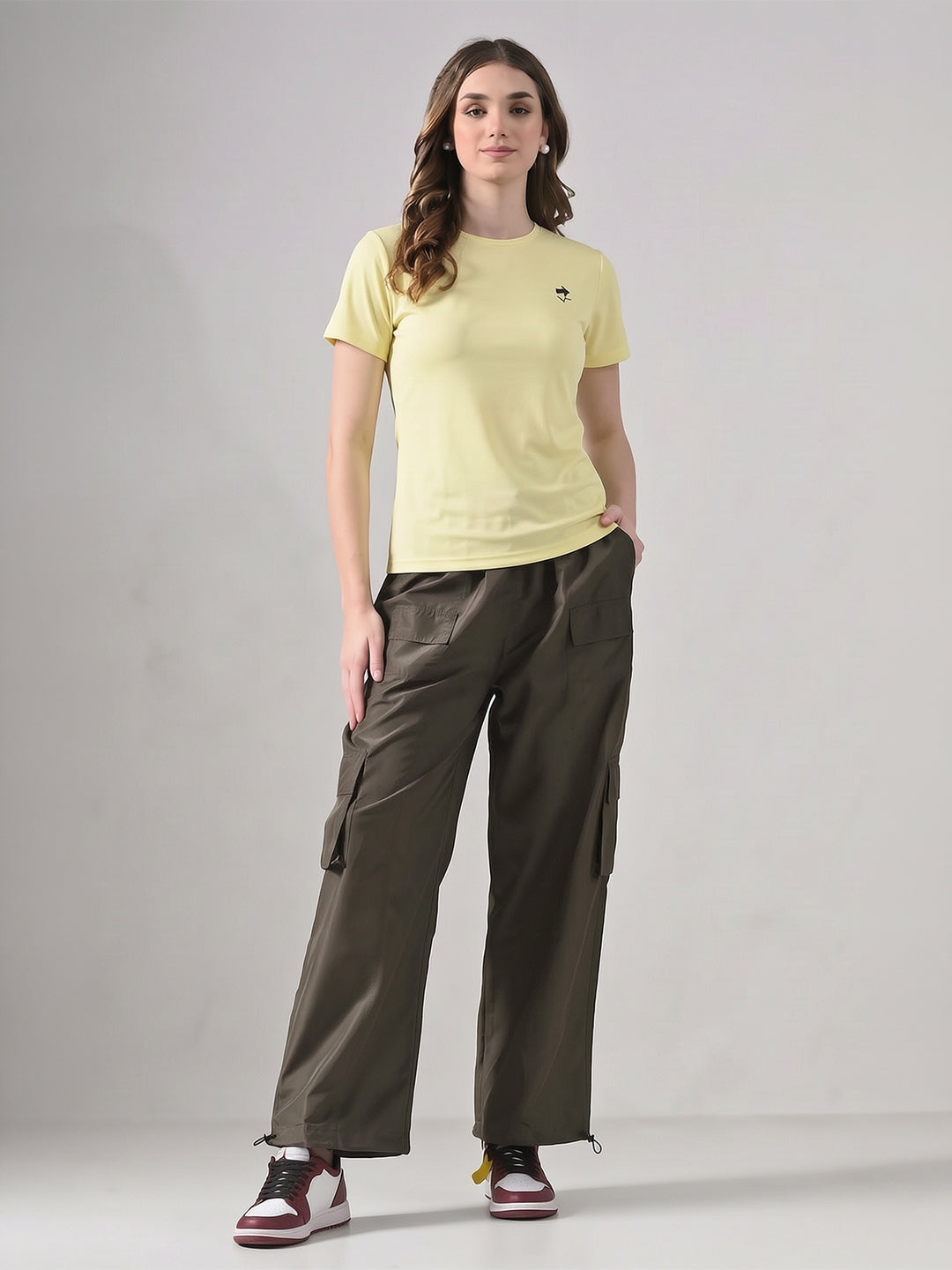 Olive Elastic Cargo Pants