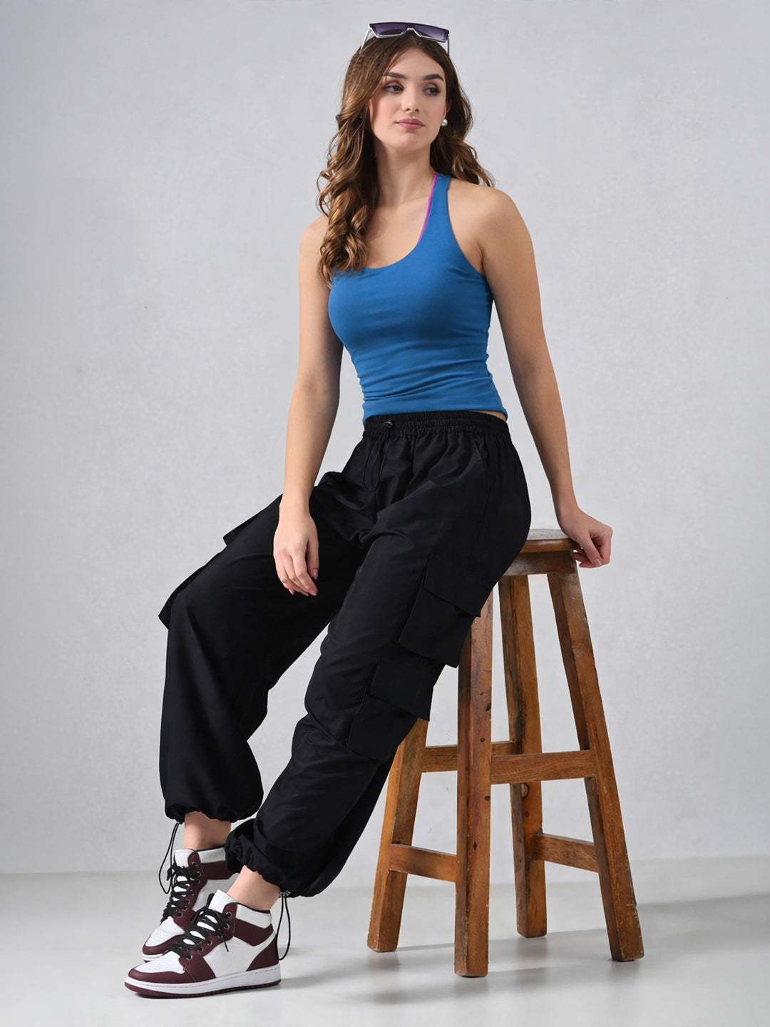 Black Wide-Leg Cargo Pants
