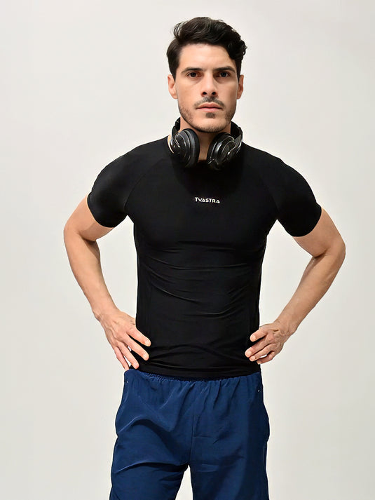 Black Flux Fit Half Sleeve T-shirt