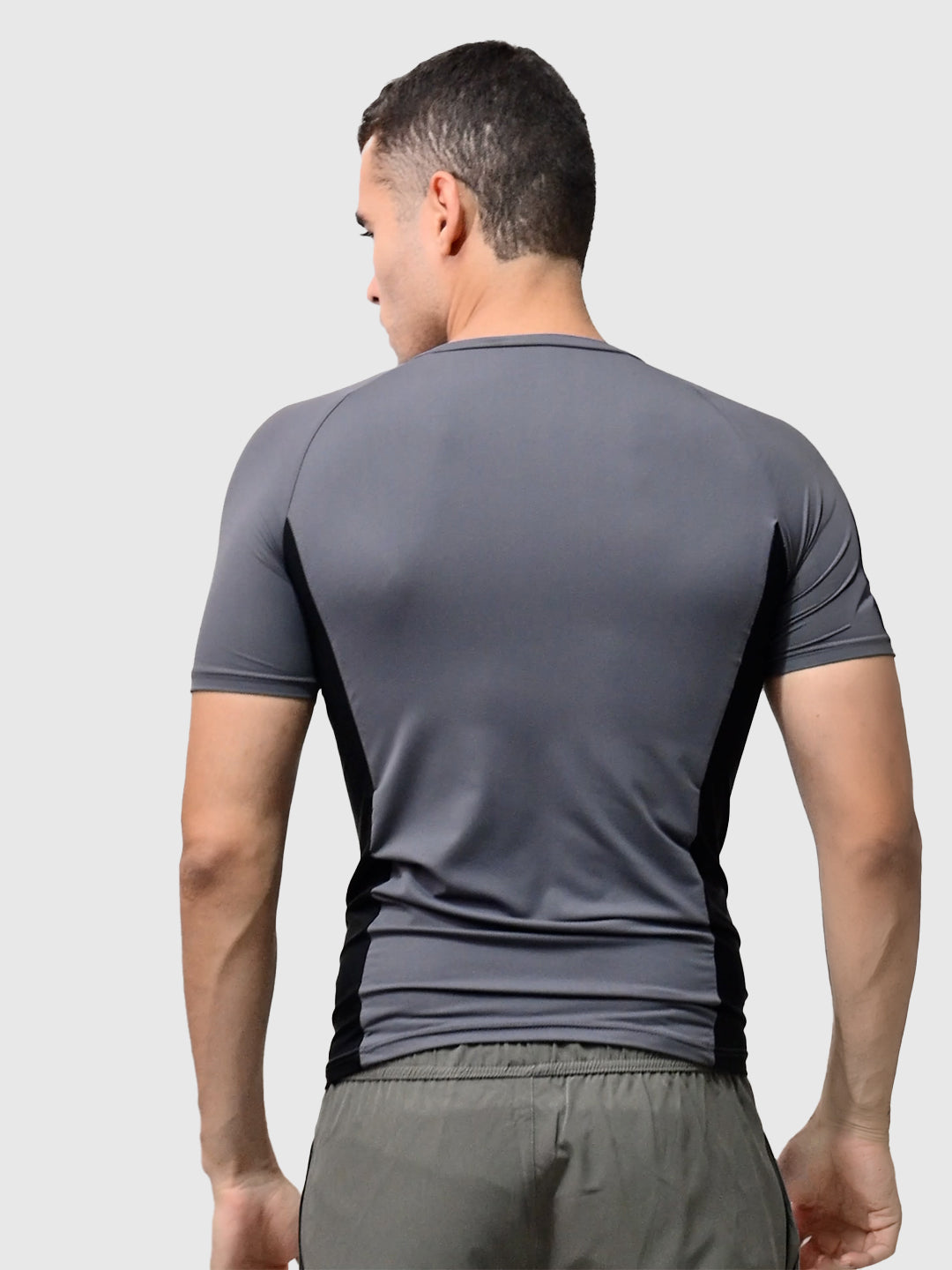 Grey & Black Flux Fit Half Sleeve T-shirt