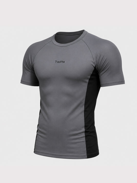 Grey & Black Flux Fit Half Sleeve T-shirt