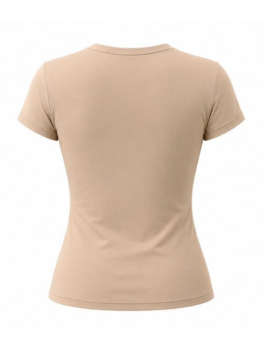 Beige Scoop Neck Mini T-shirt