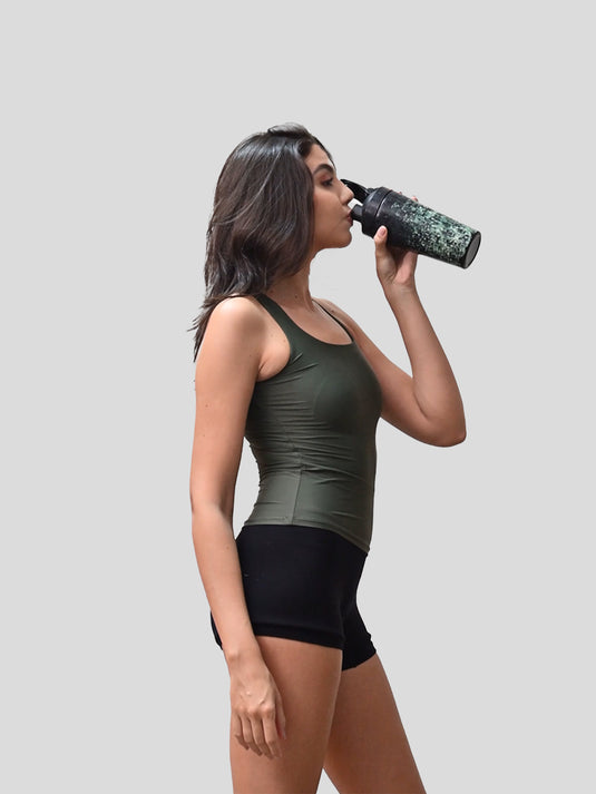 Olive Closed Back Tank Tee