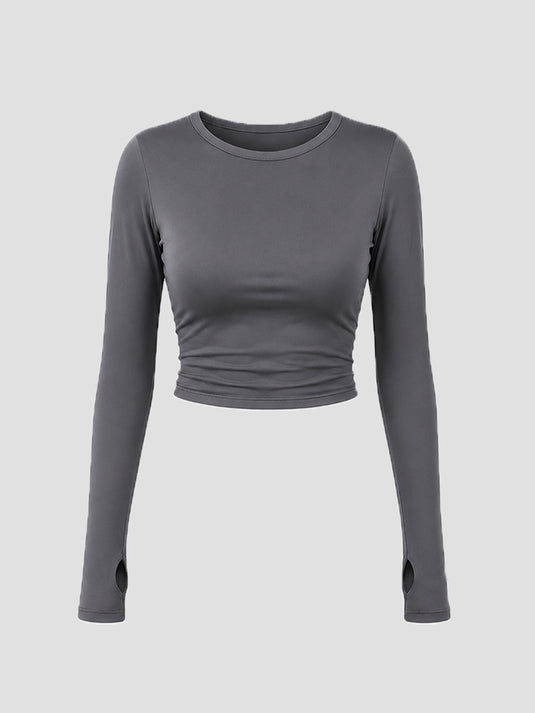 Grey Thumb Hole Full Sleeve T-shirt