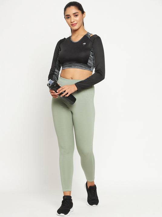 Black Long Sleeve Crop Top