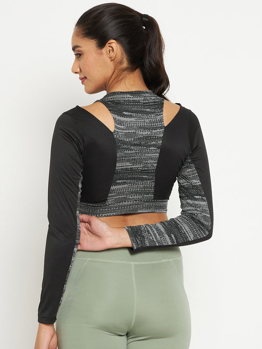 Black Long Sleeve Crop Top