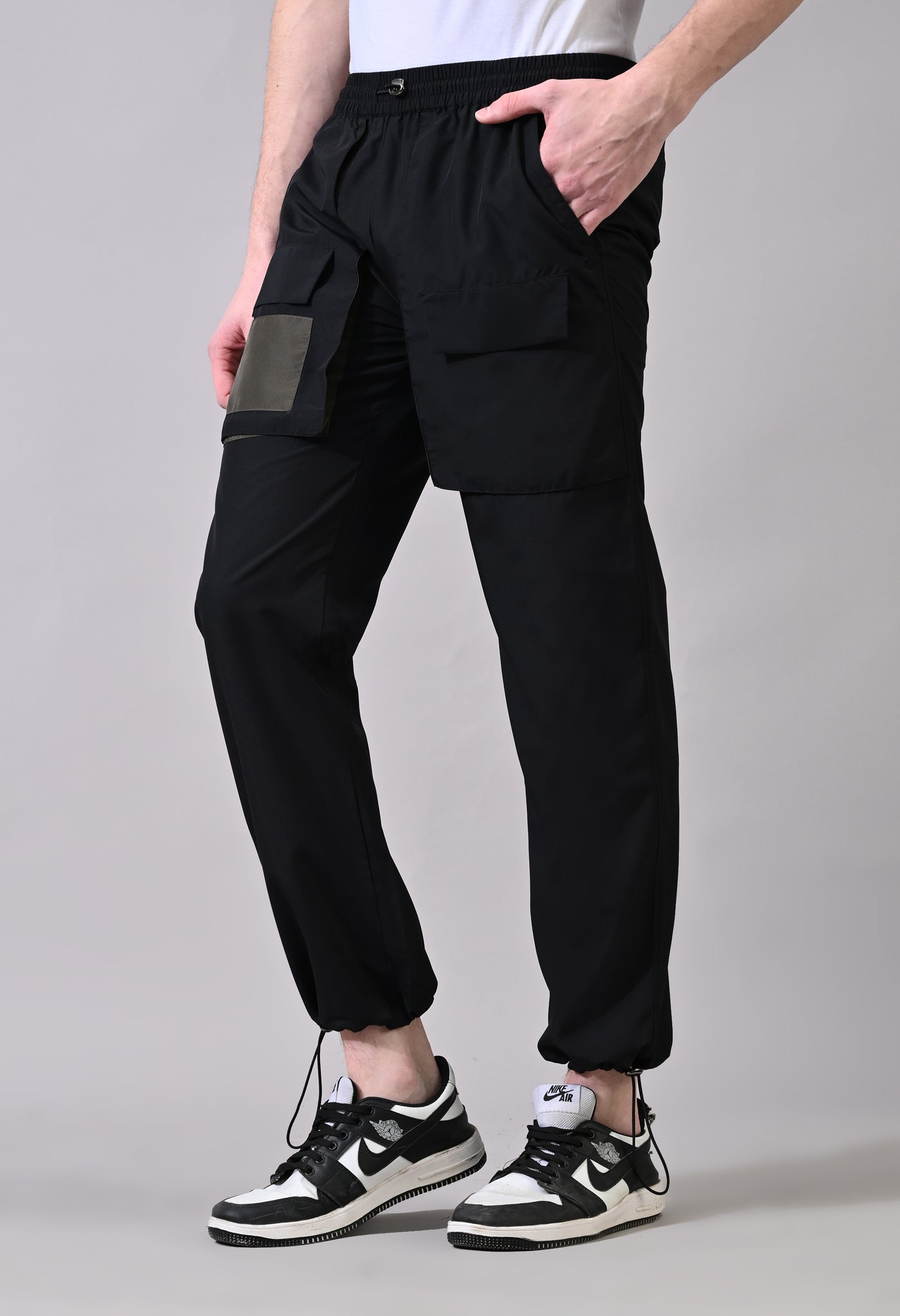 Olive Patch Black Cargo Pants