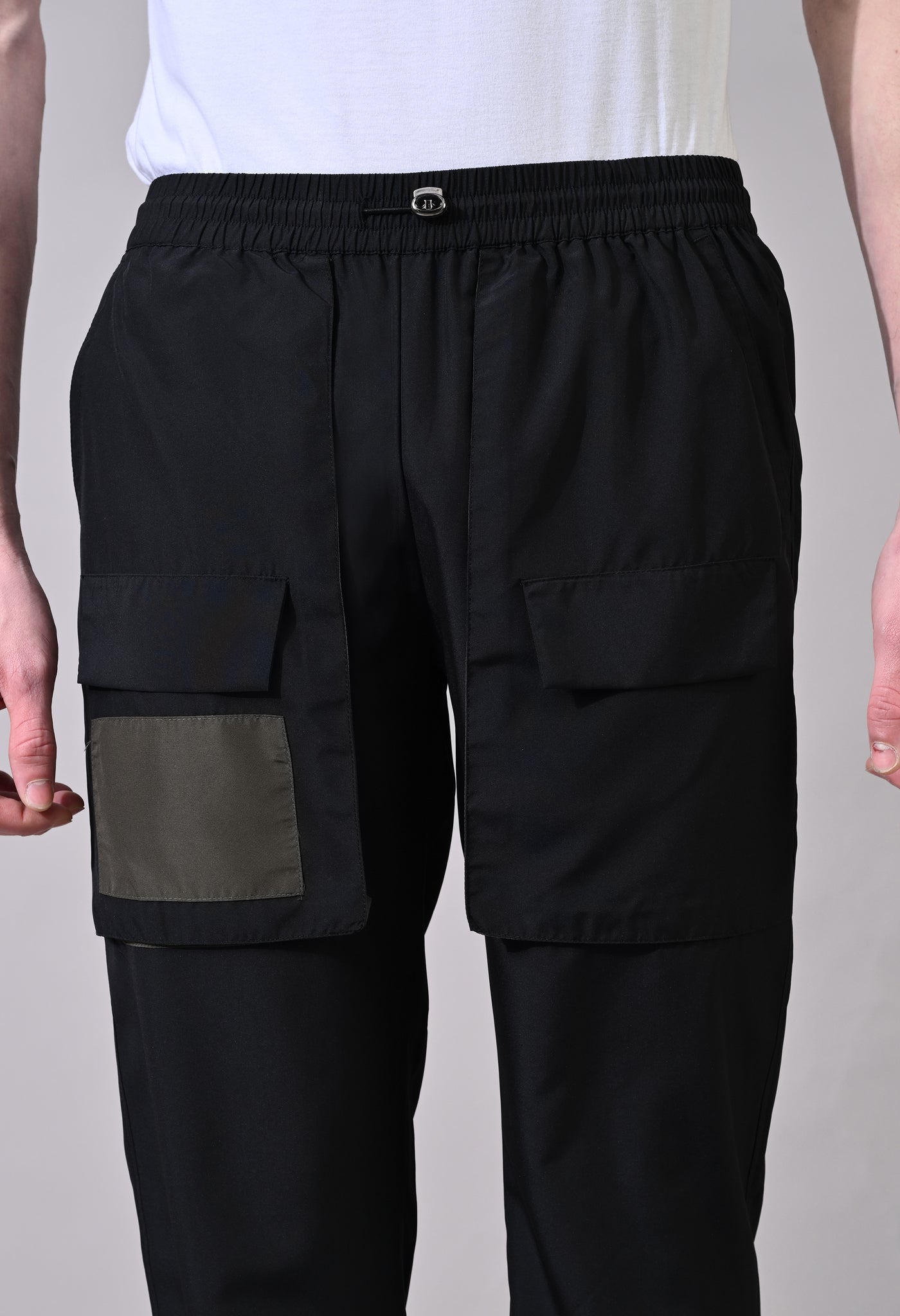 Olive Patch Black Cargo Pants