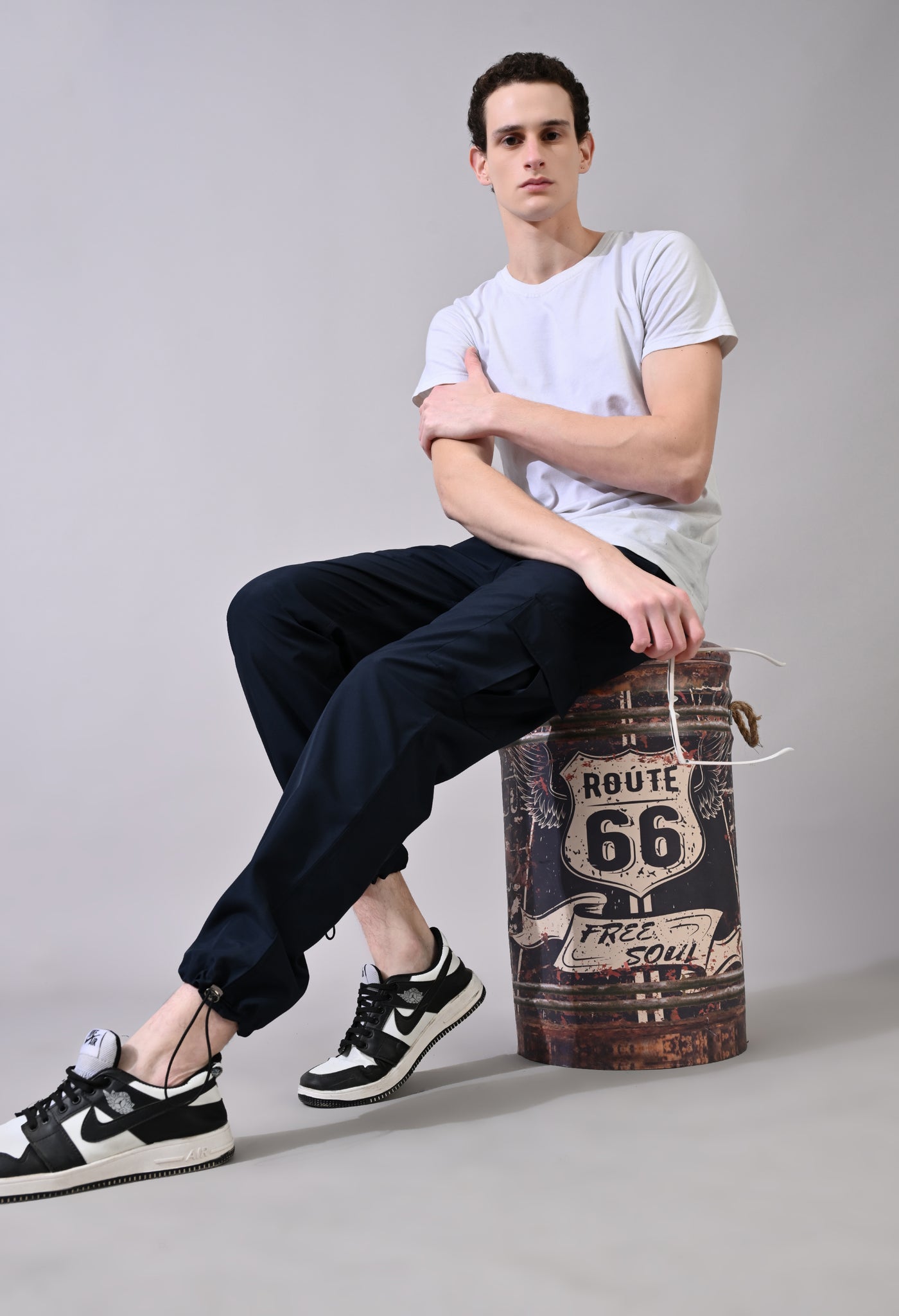 Navy Elasty Cargo Joggers Pants