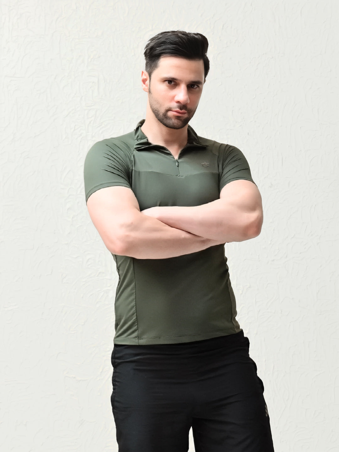 Olive Flux FIt Zipper T-Shirt