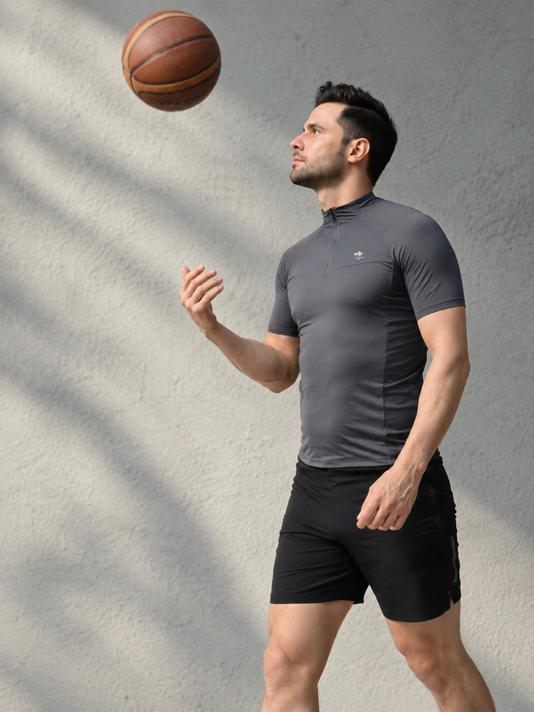 Charcoal Flux Fit Zipper T-Shirt