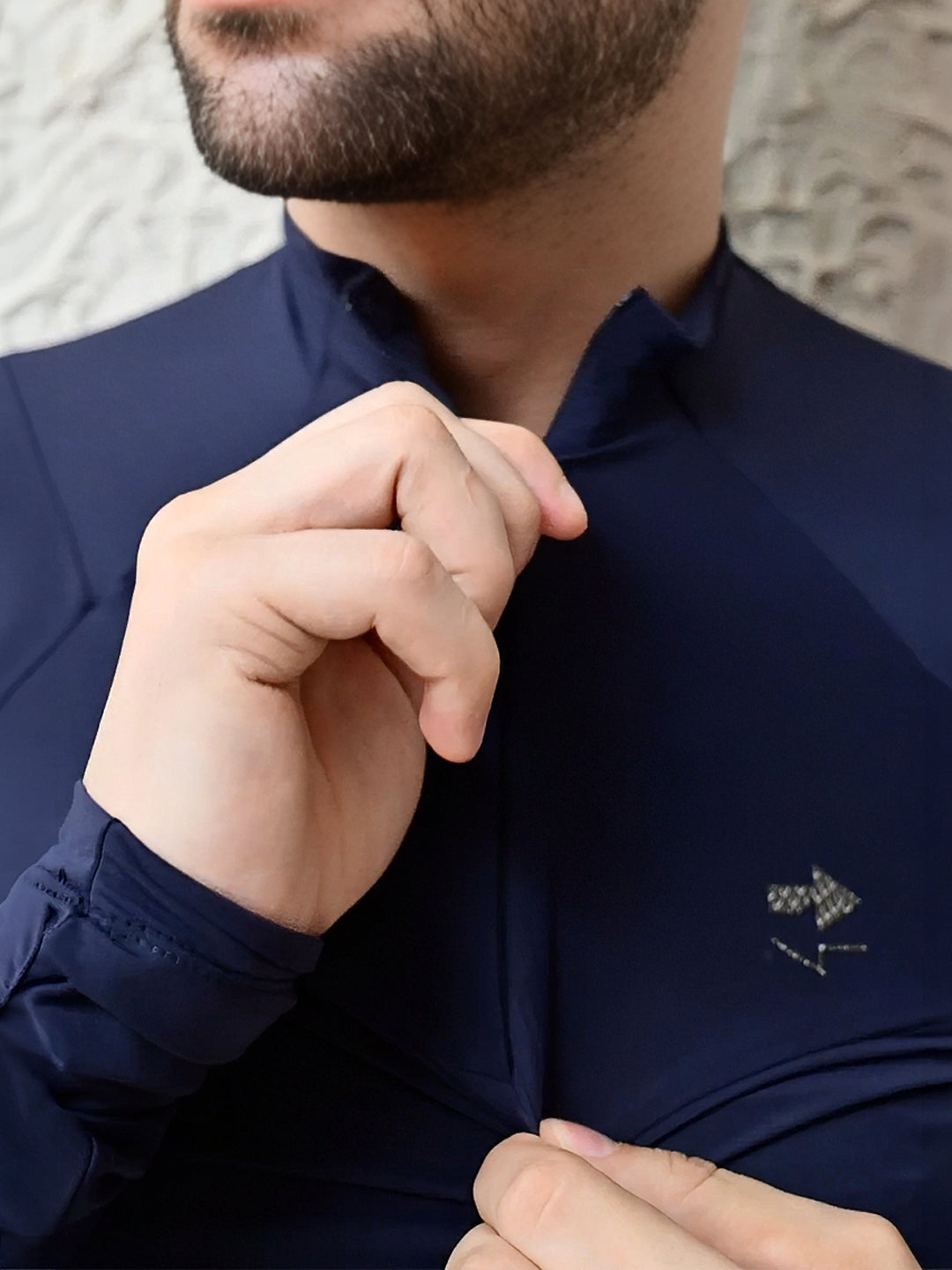Navy Blue Flux Fit Zipper T-Shirt