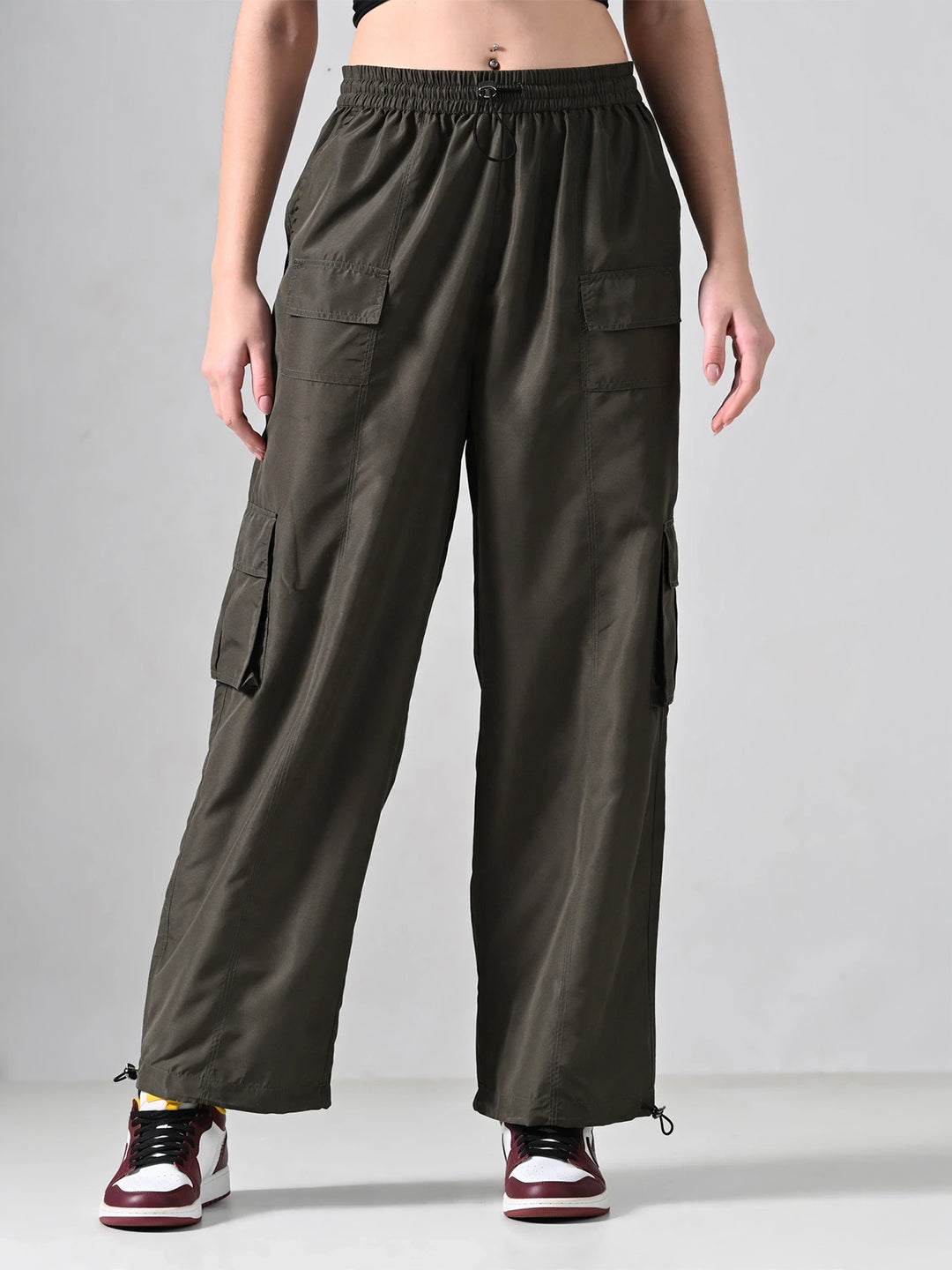 Olive Elastic Cargo Pants