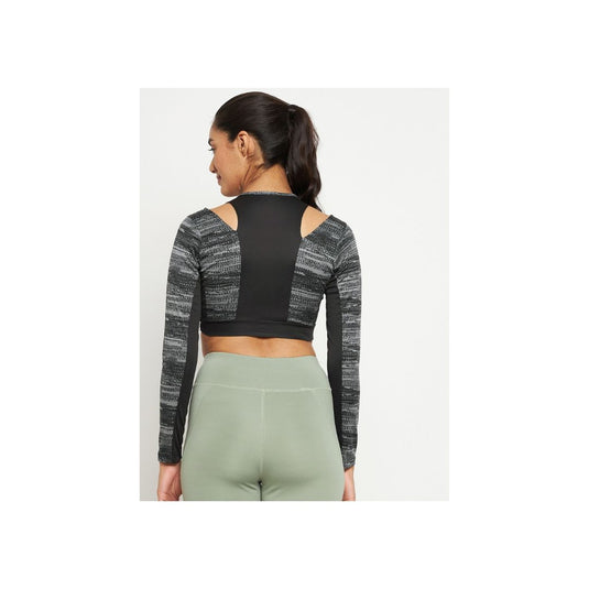 Grey Long Sleeve Crop Top