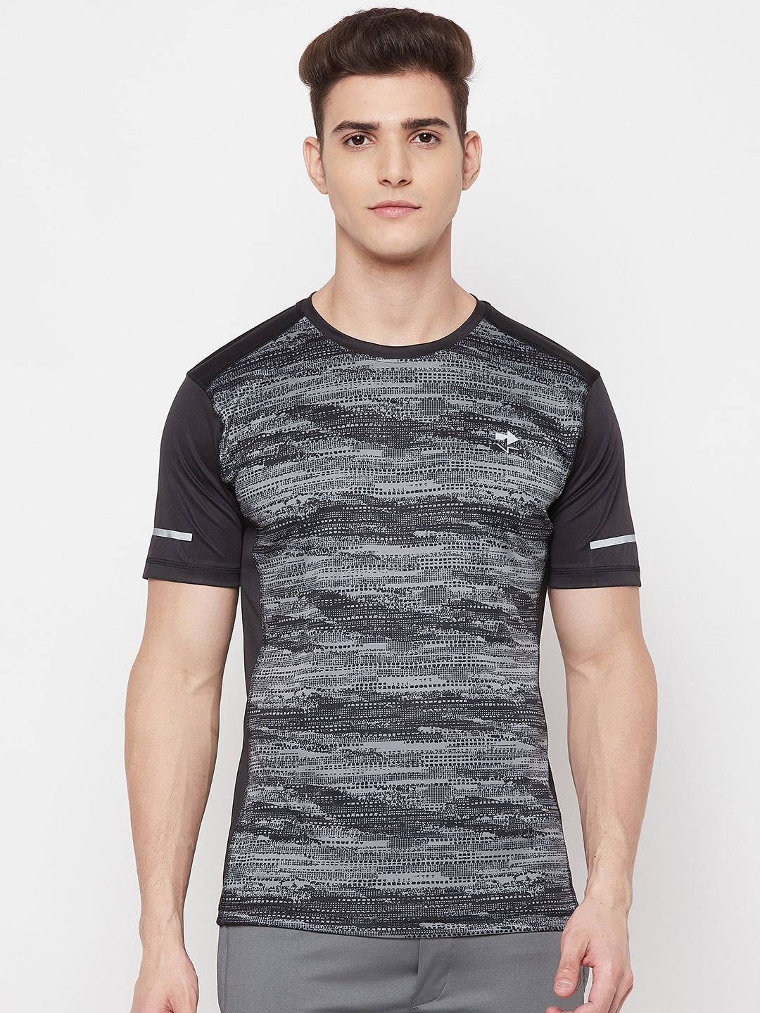 Grey & Black Half Sleeve T-shirt