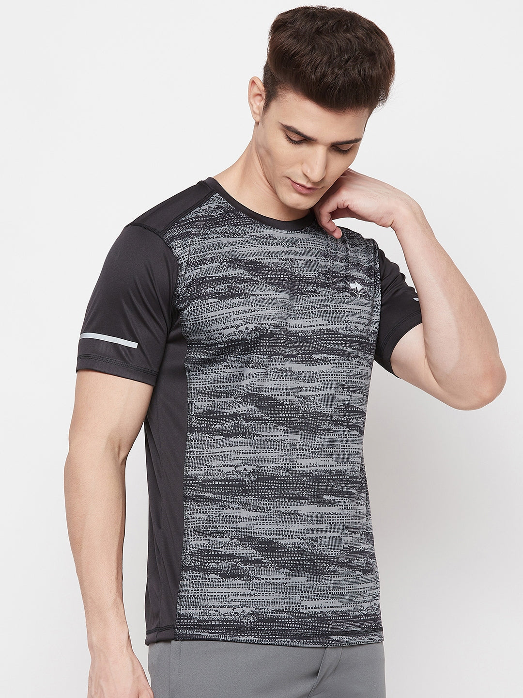 Grey & Black Half Sleeve T-shirt