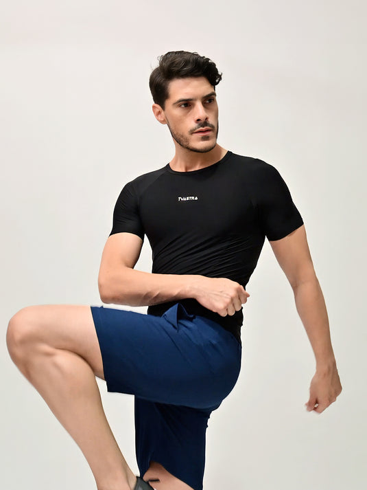 Black Flux Fit Half Sleeve T-shirt