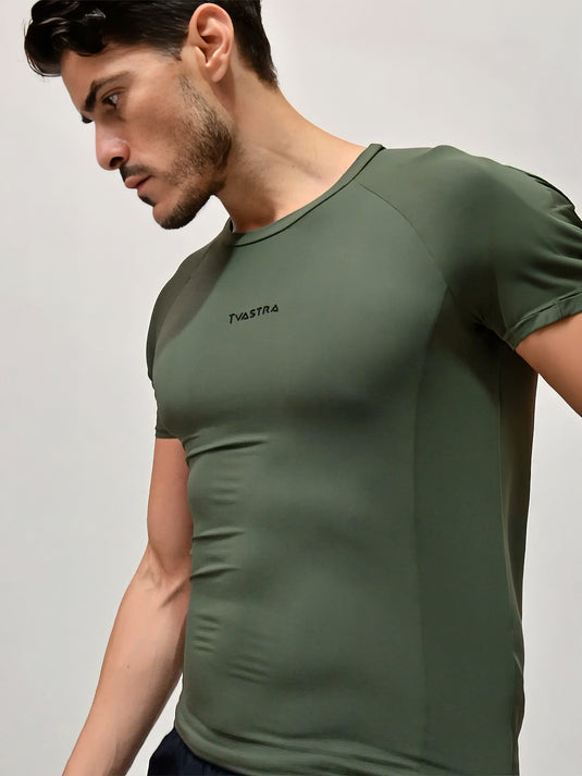 Olive Flux Fit Half Sleeve T-shirt