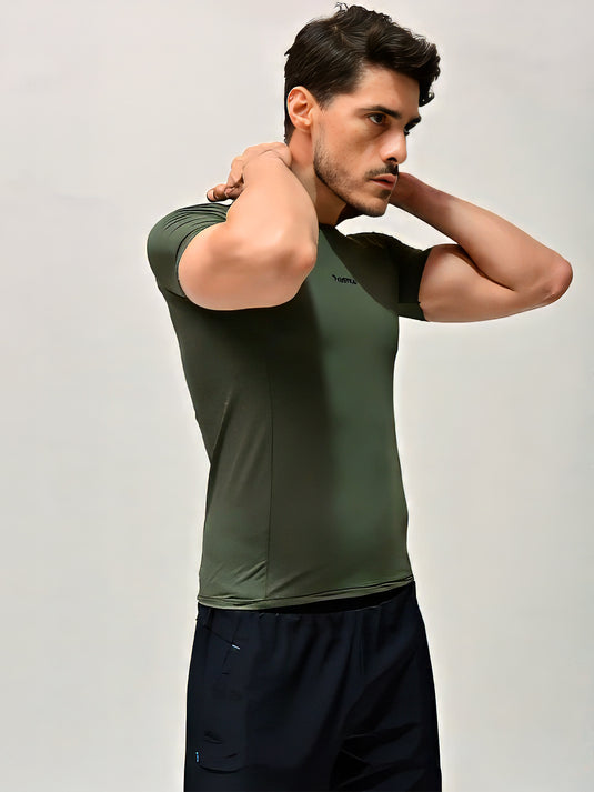 Olive Flux Fit Half Sleeve T-shirt