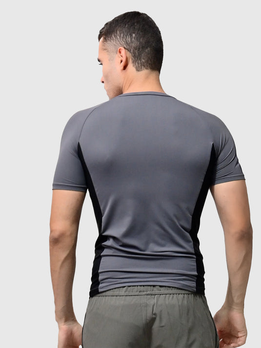 Grey & Black Flux Fit Half Sleeve T-shirt