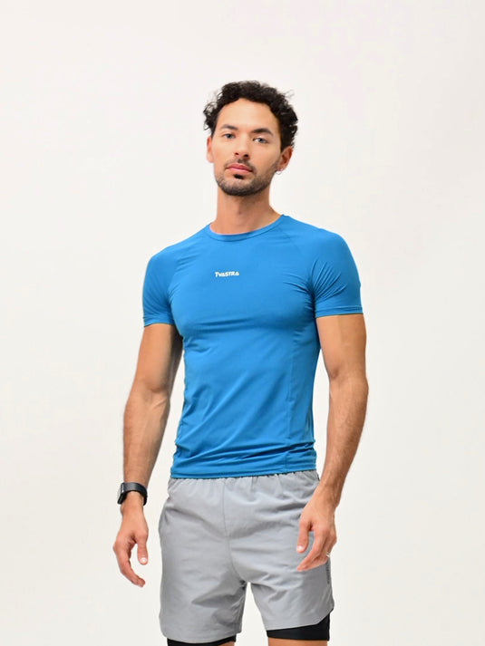 Ocean Blue Flux Fit Half Sleeve T-shirt