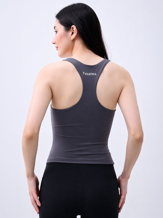 Grey Racer Back Tank Top