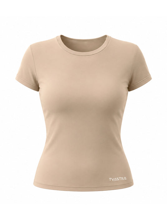 Beige Scoop Neck Mini T-shirt