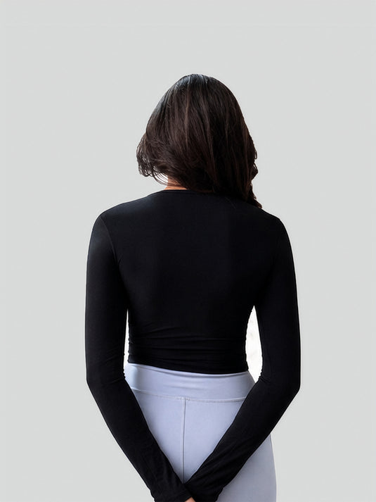 Black Thumb Hole Full Sleeve T-shirt