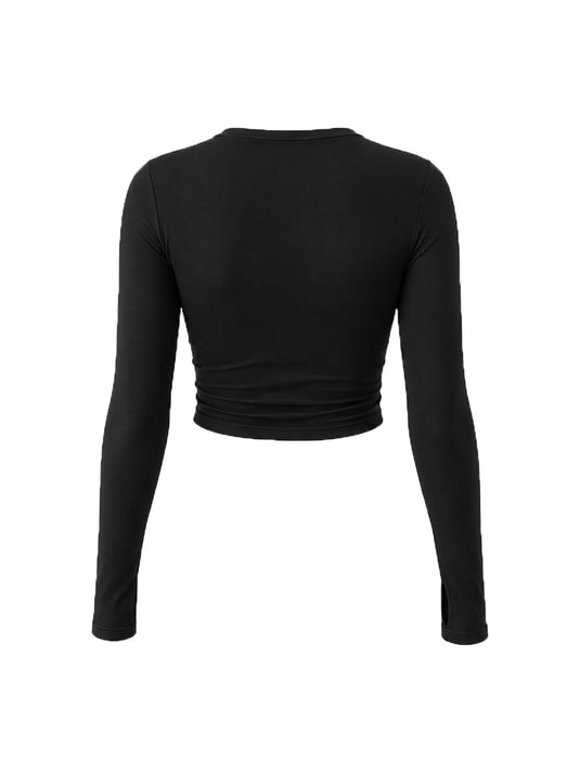 Black Thumb Hole Full Sleeve T-shirt