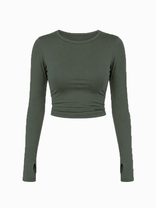 Olive Thumb Hole Full Sleeve T-shirt