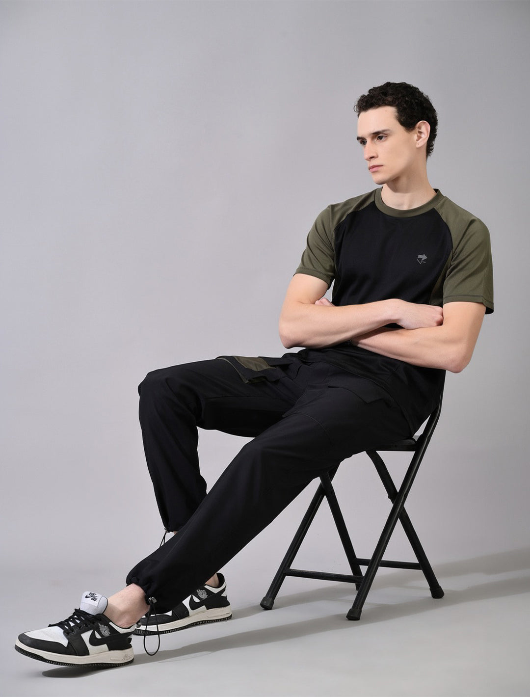 Olive Patch Black Cargo Pants