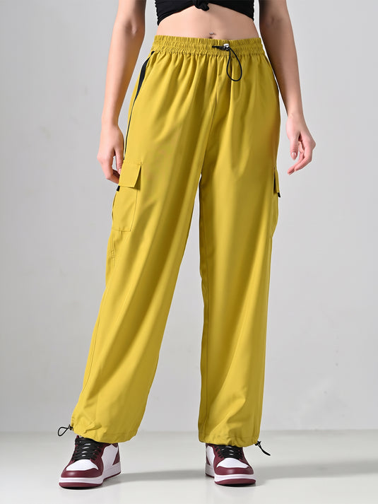 Mustard Wide-Legs Cargo Pants