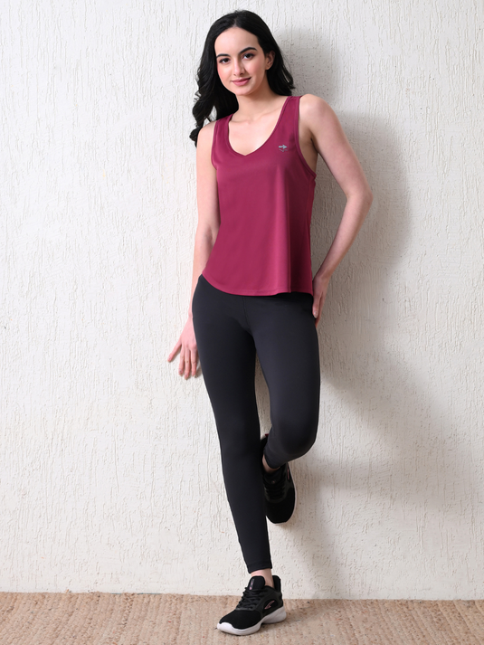 Aubergine Cross Back Tank Top