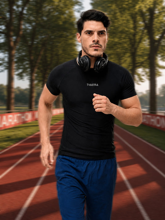 Black Flux Fit Half Sleeve T-shirt