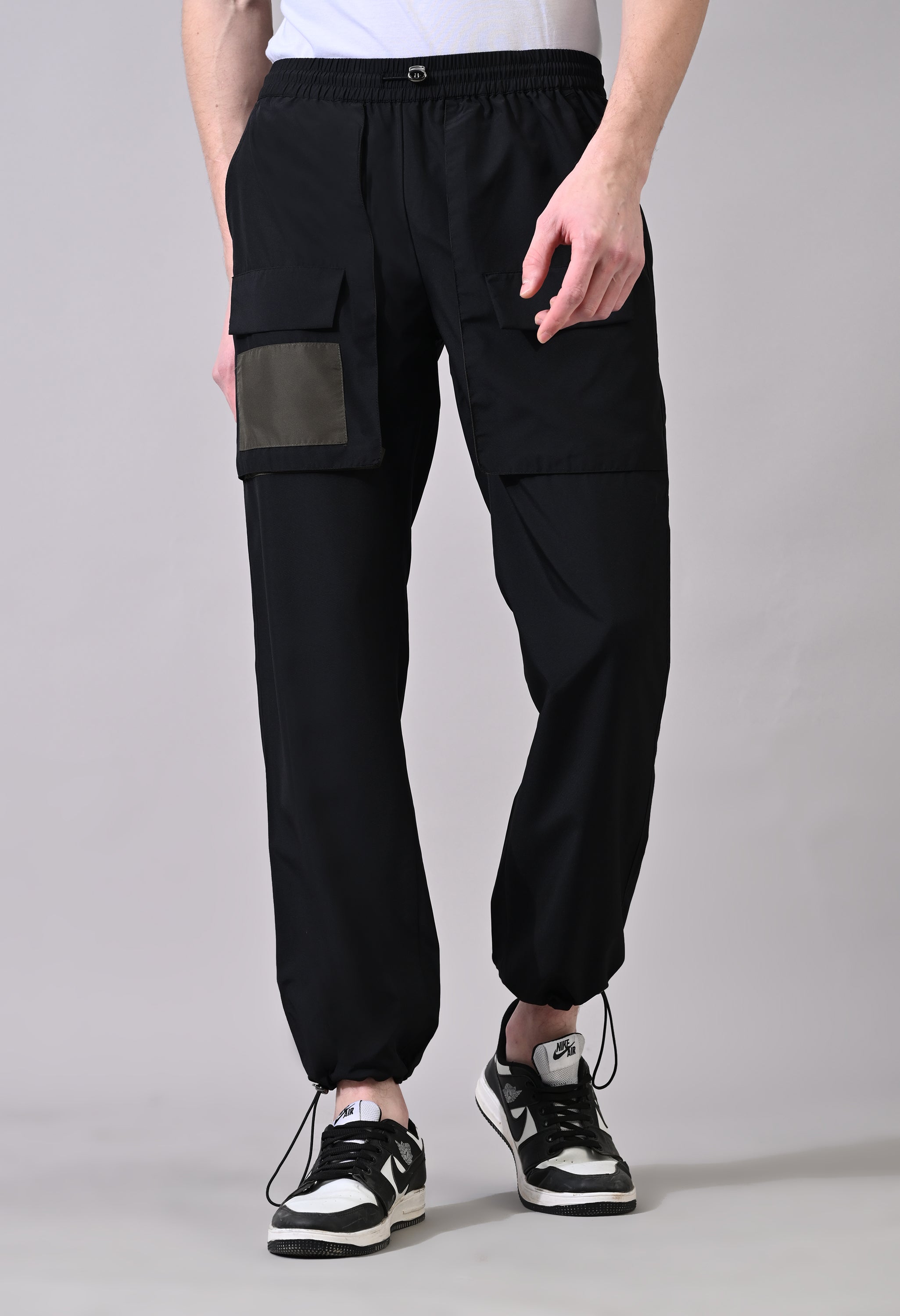 Olive Patch Black Cargo Pants