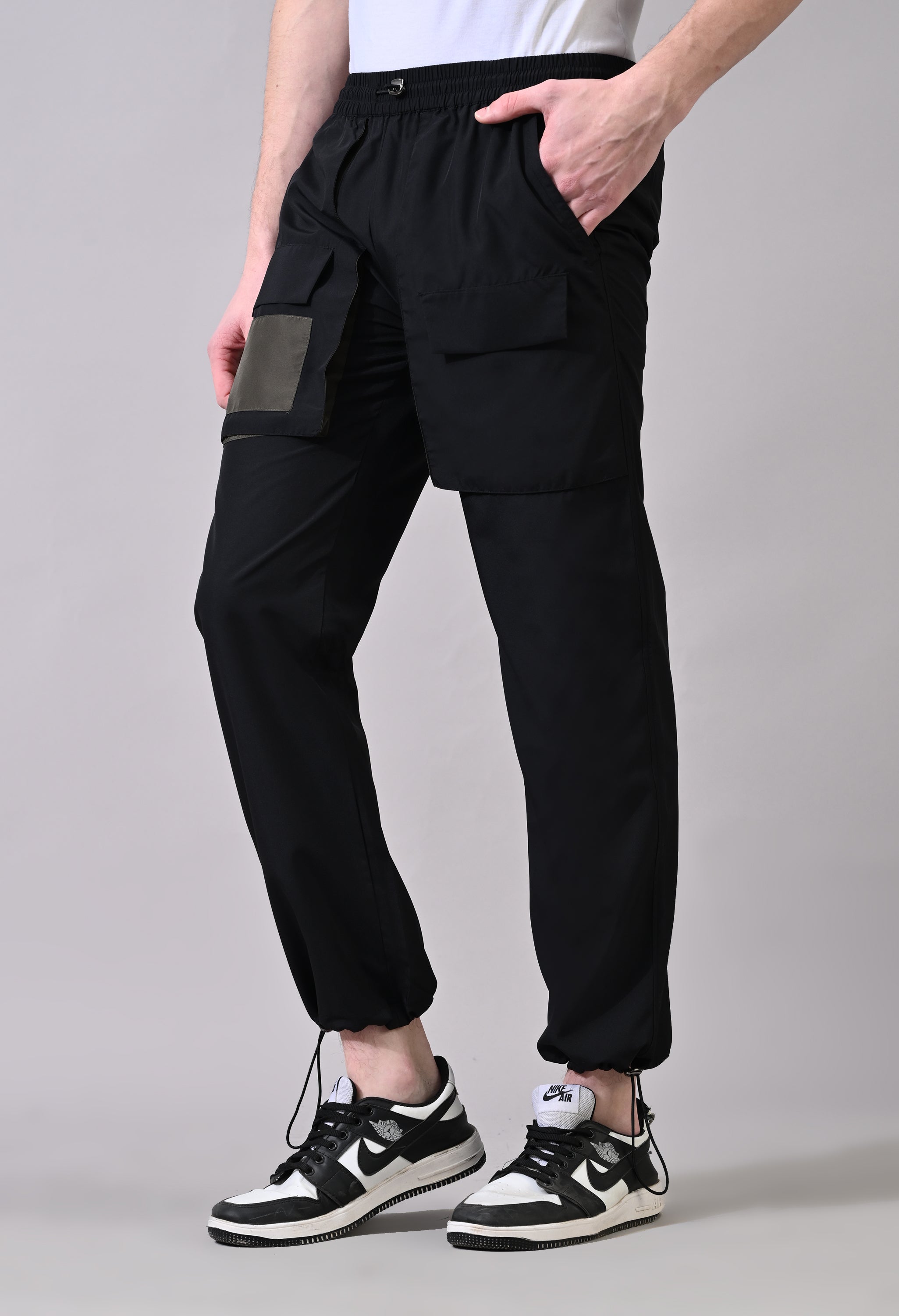 Olive Patch Black Cargo Pants