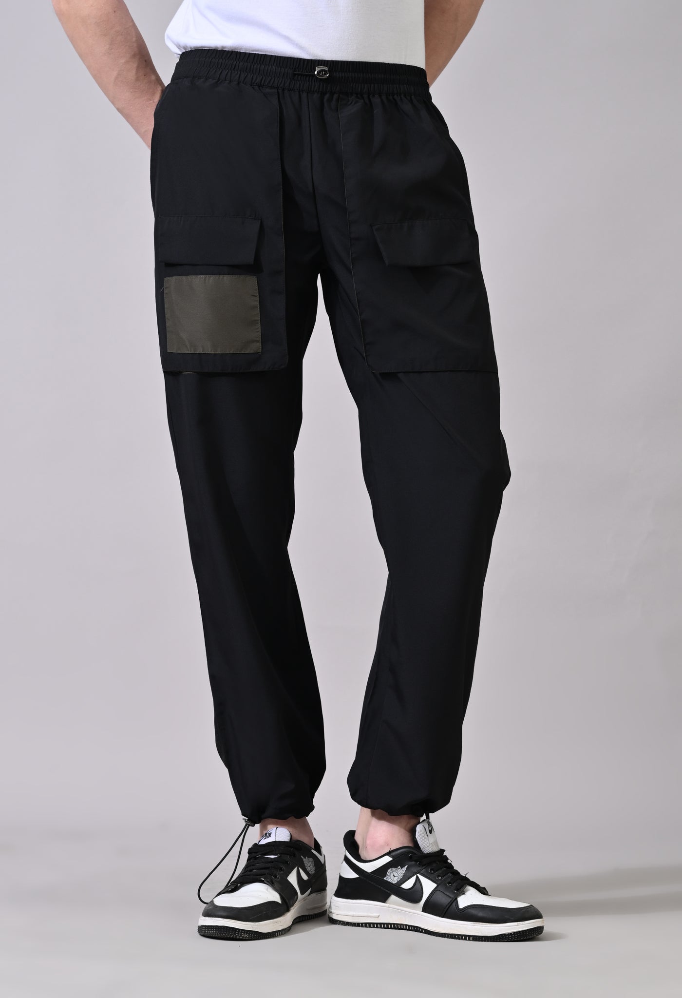 Olive Patch Black Cargo Pants