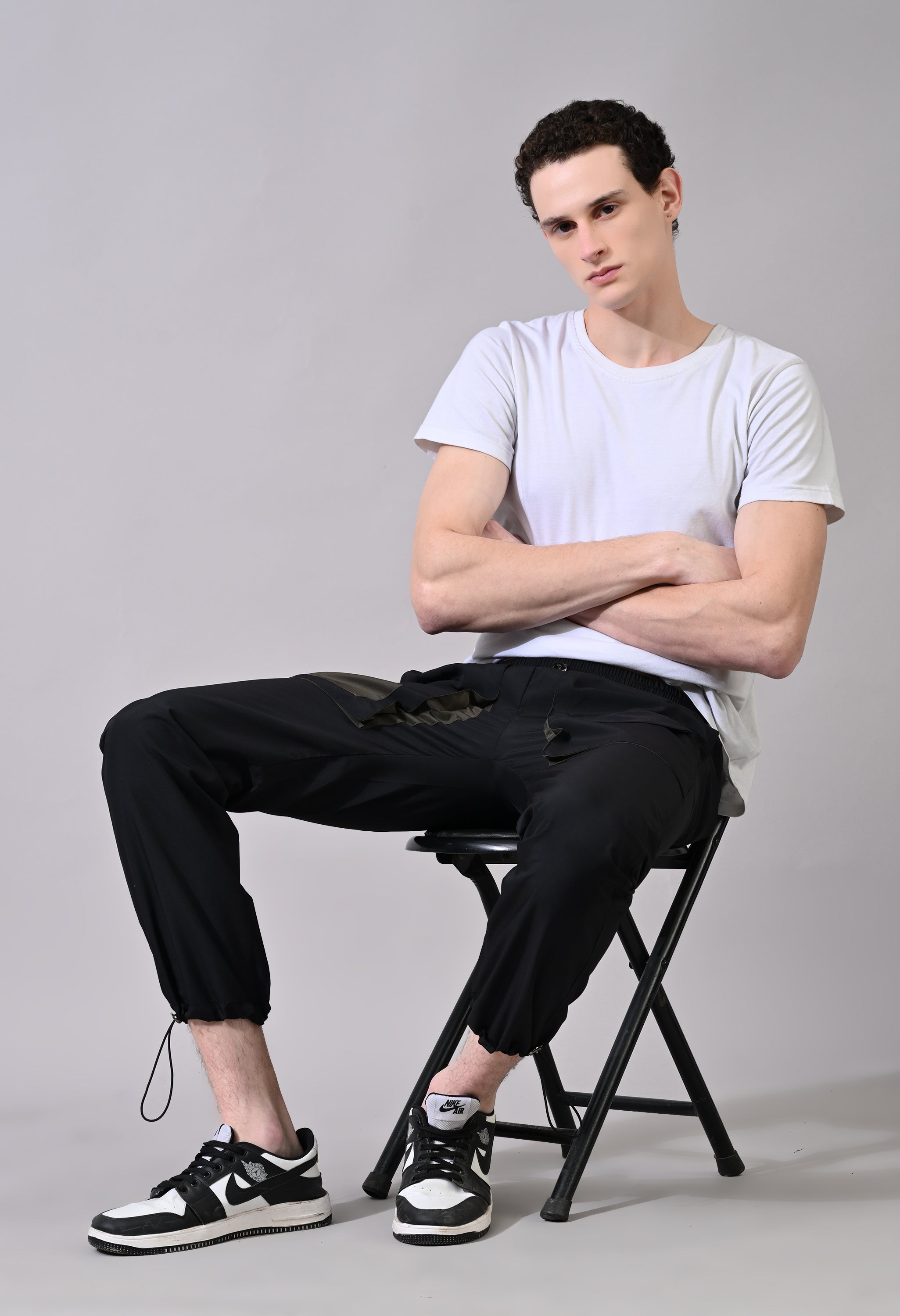 Olive Patch Black Cargo Pants