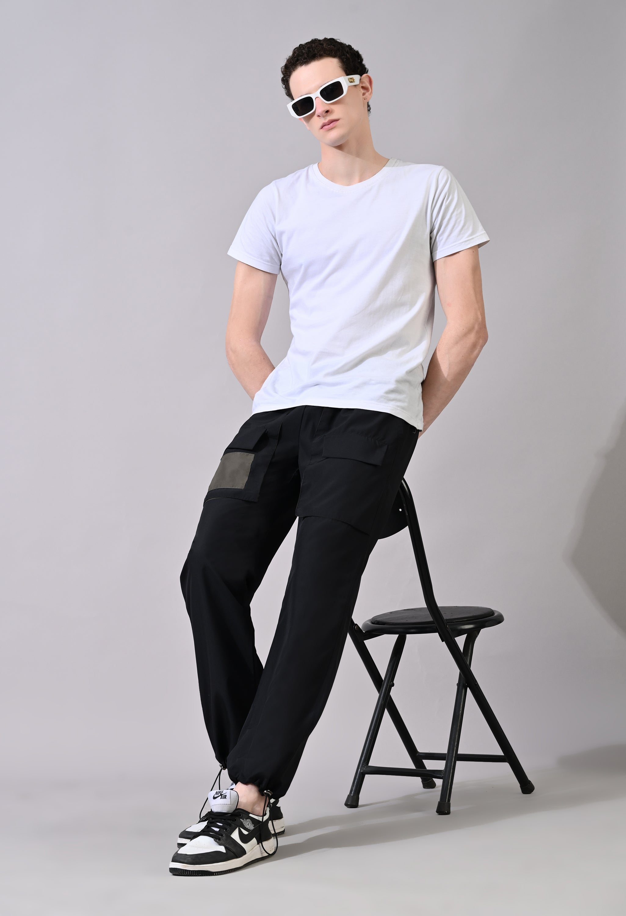 Olive Patch Black Cargo Pants