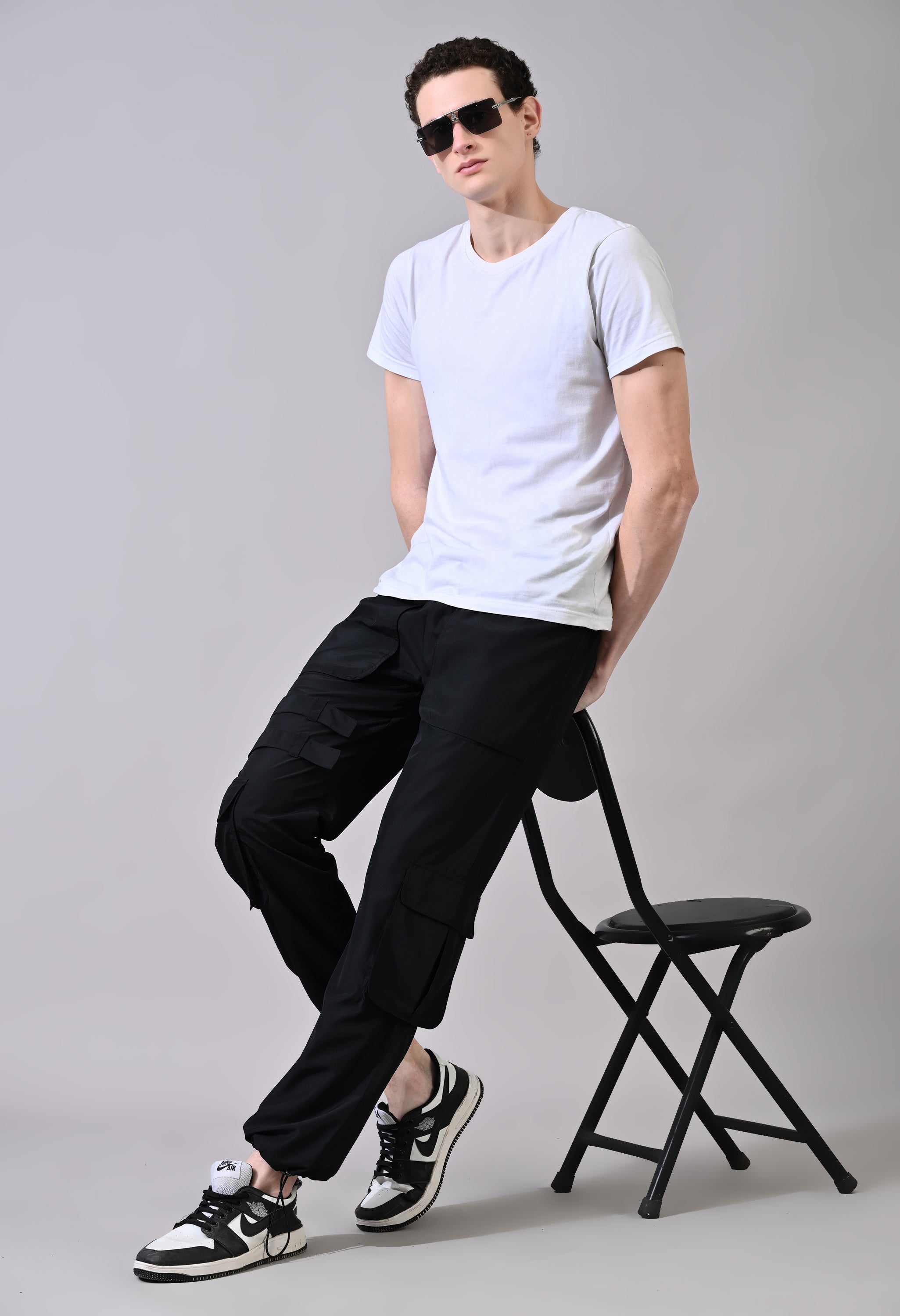 Black Side Flap Cargo Pants
