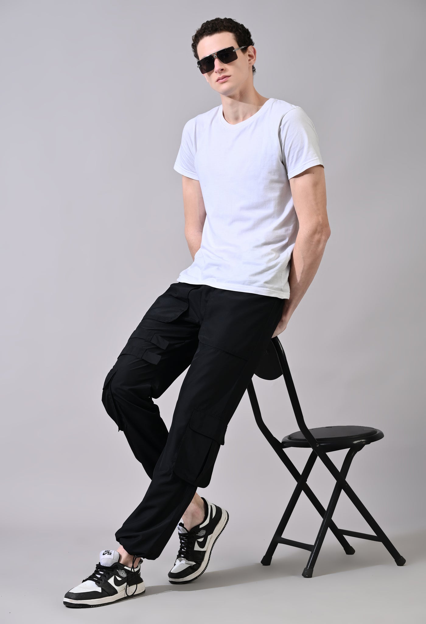Black Side Flap Cargo Pants