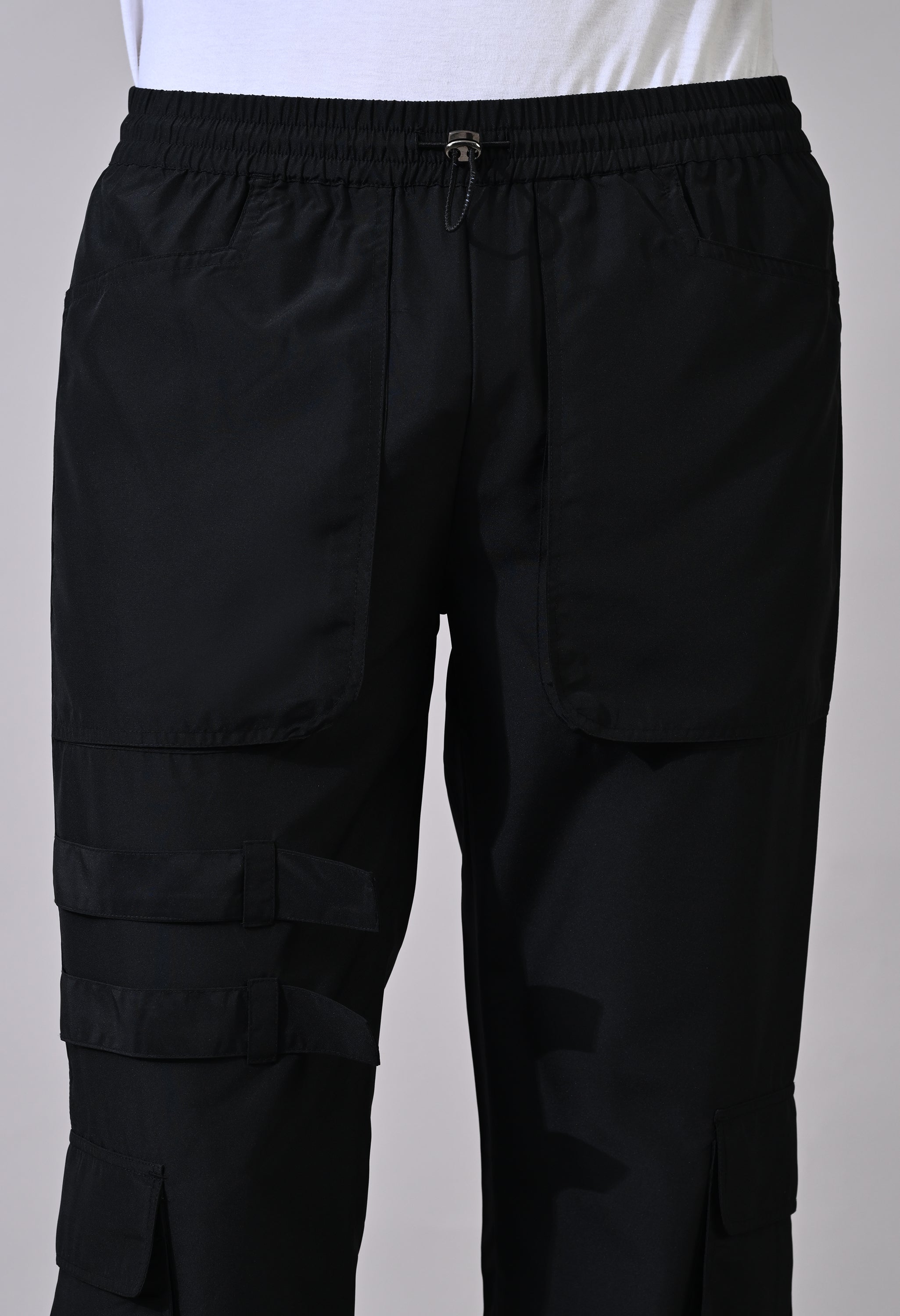 Black Side Flap Cargo Pants