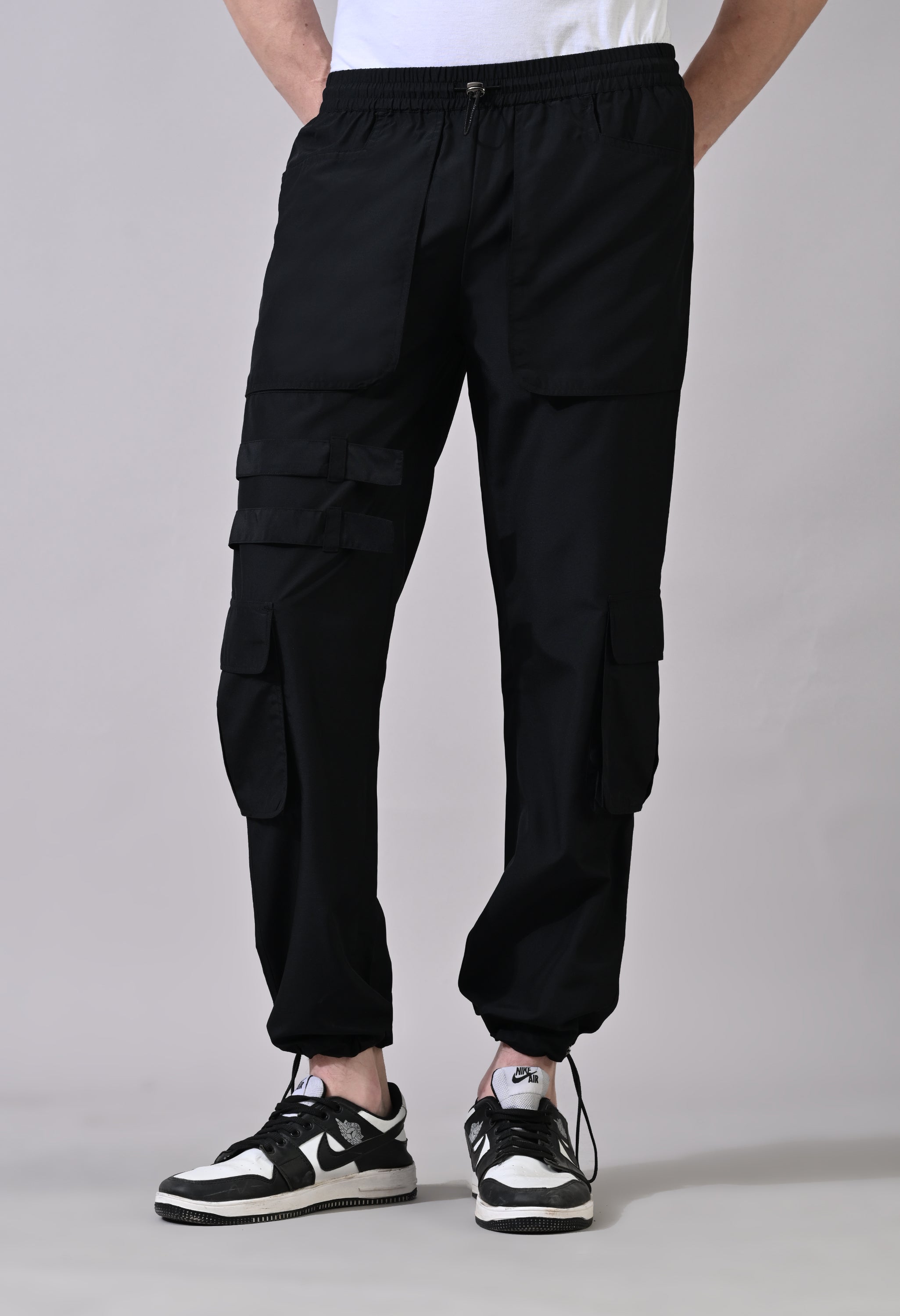 Black Side Flap Cargo Pants
