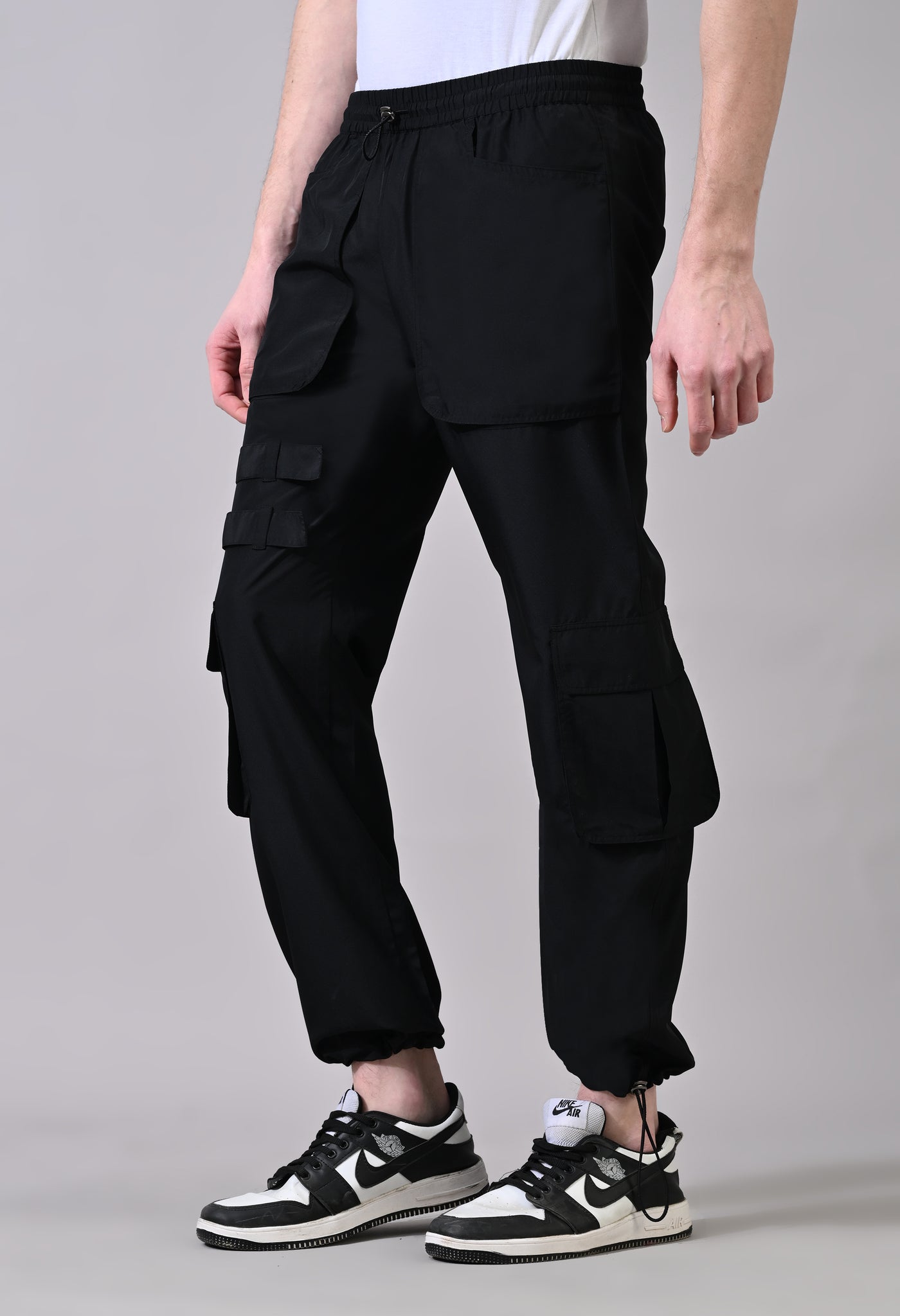 Black Side Flap Cargo Pants
