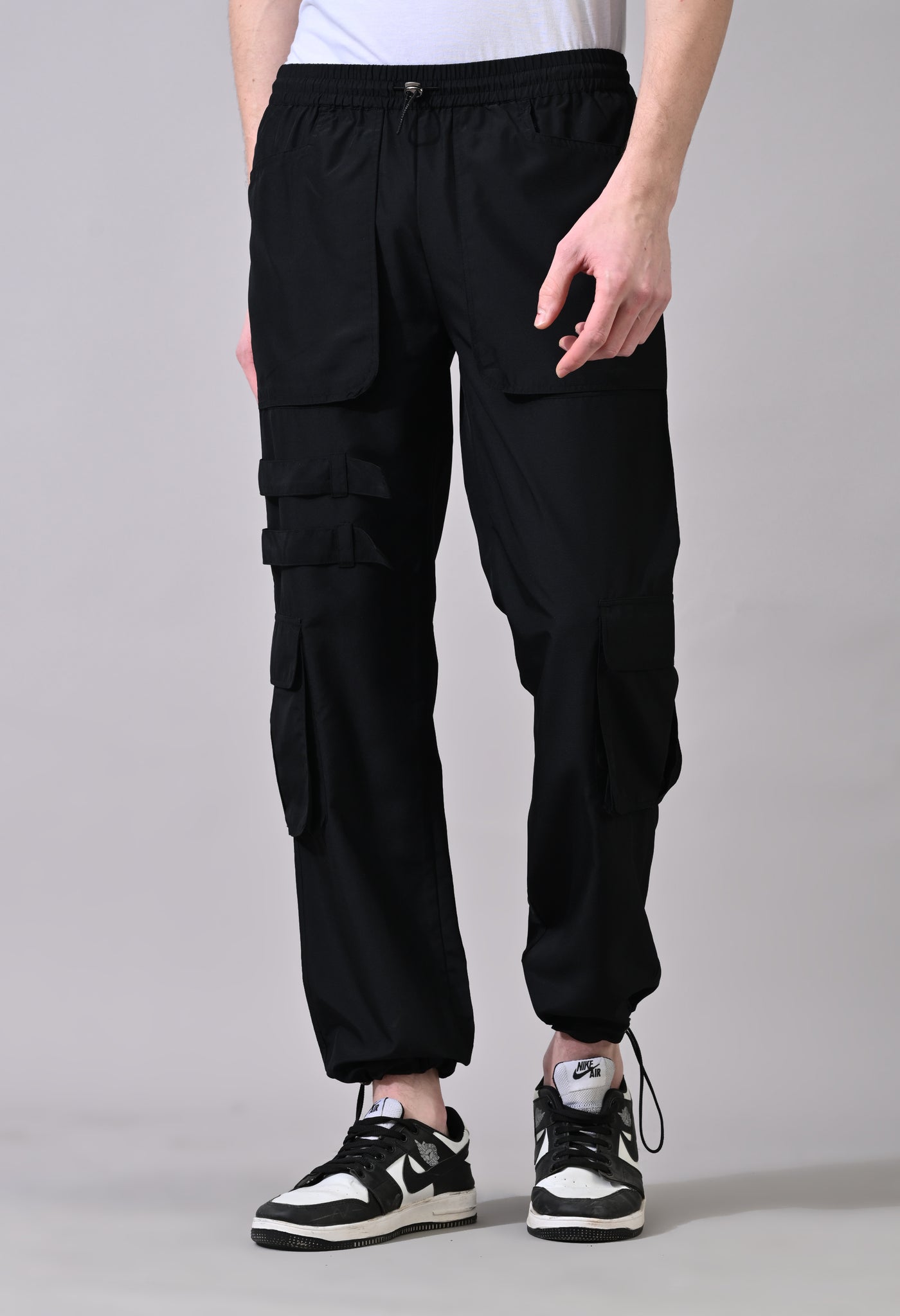 Black Side Flap Cargo Pants