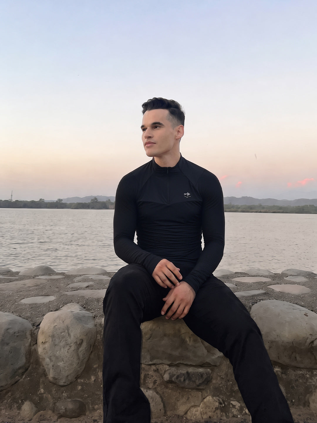Black Flux Fit Zipper T-Shirt