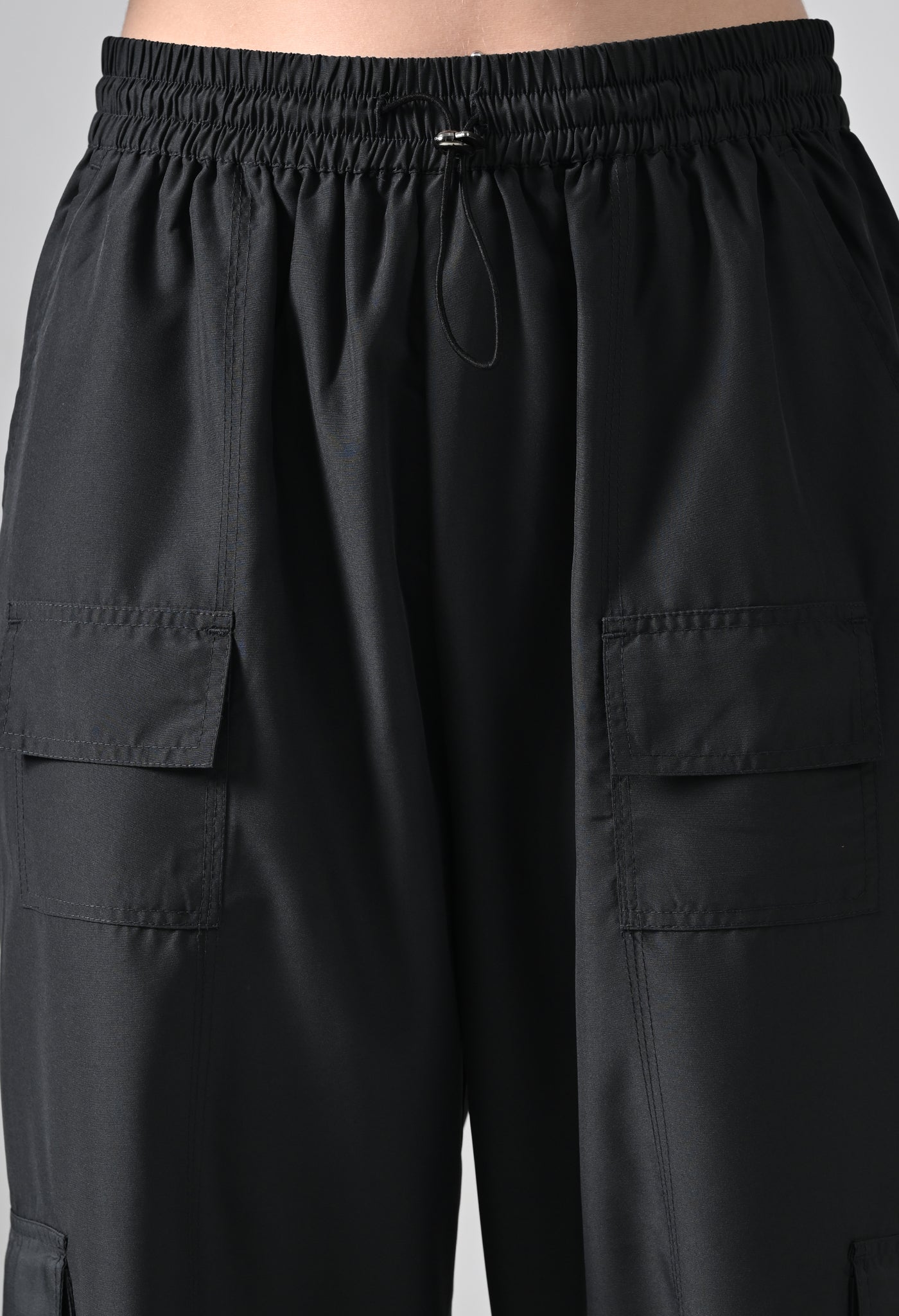 Charcoal Grey Wide-Legs Cargo Pants