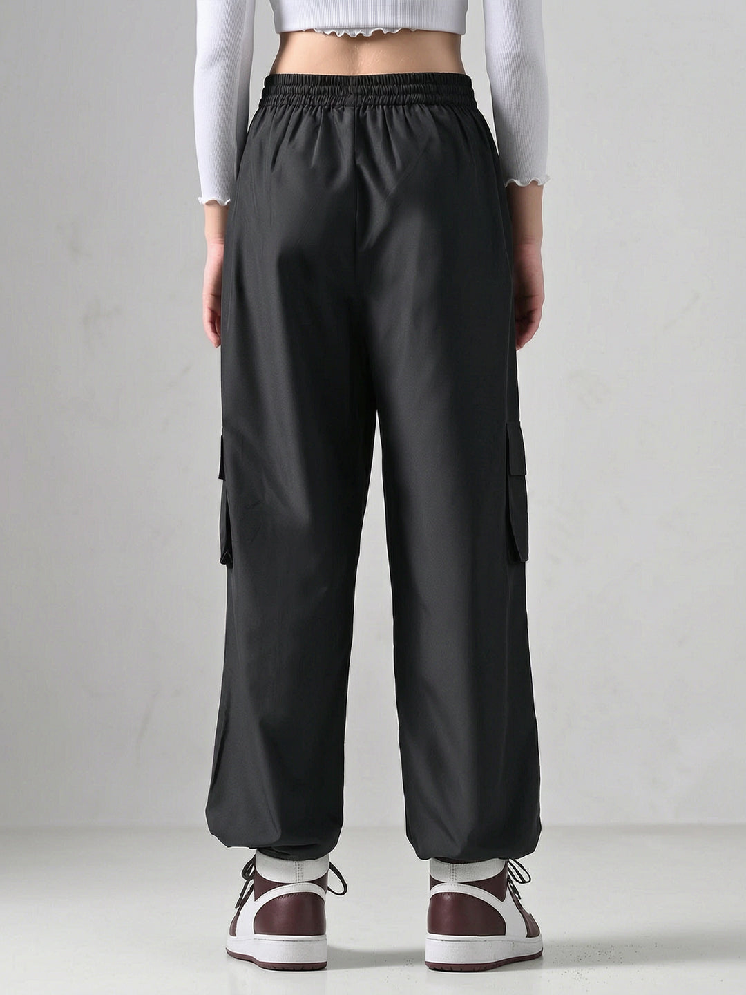 Charcoal Grey Wide-Legs Cargo Pants