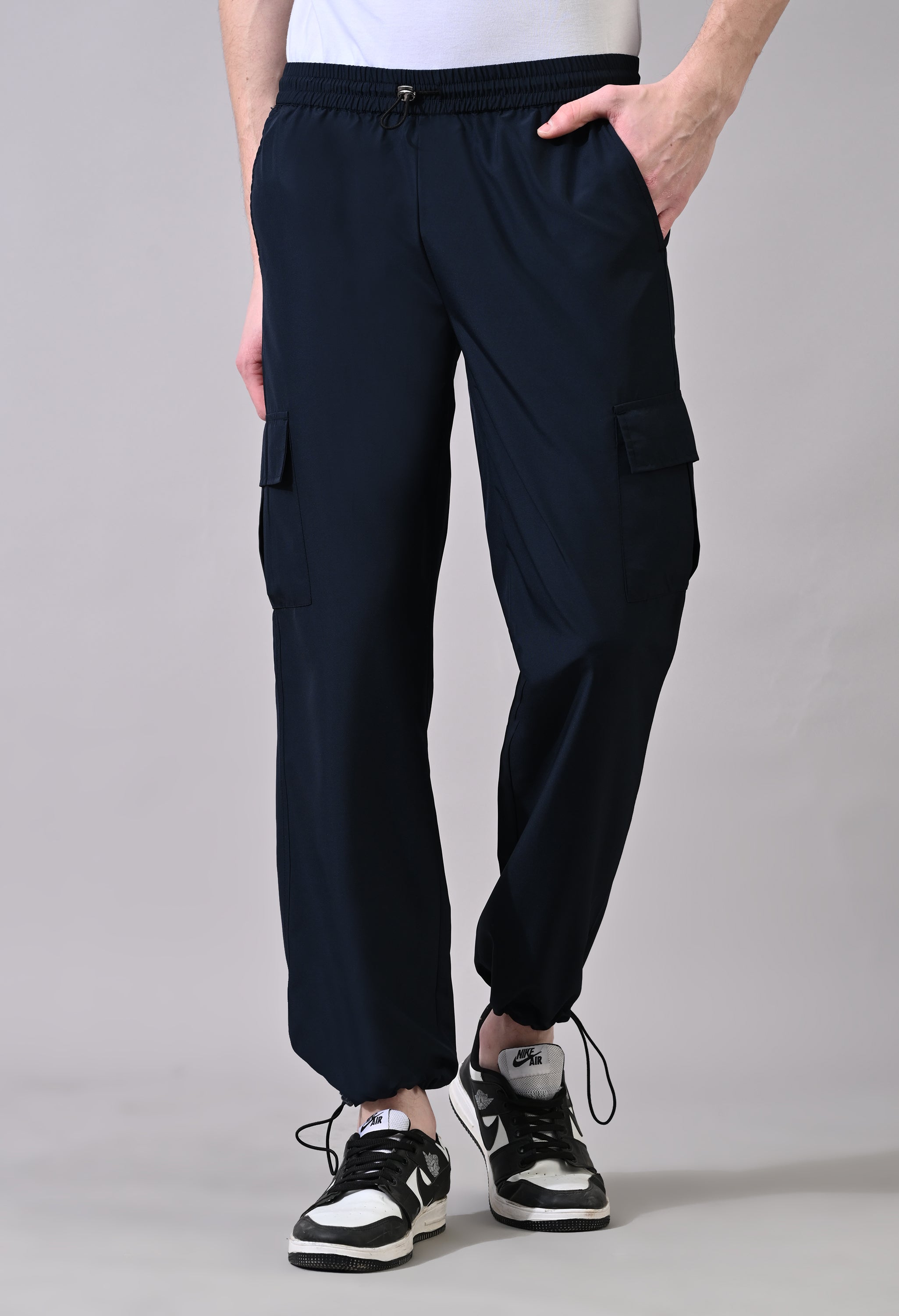 Navy Elasty Cargo Joggers Pants