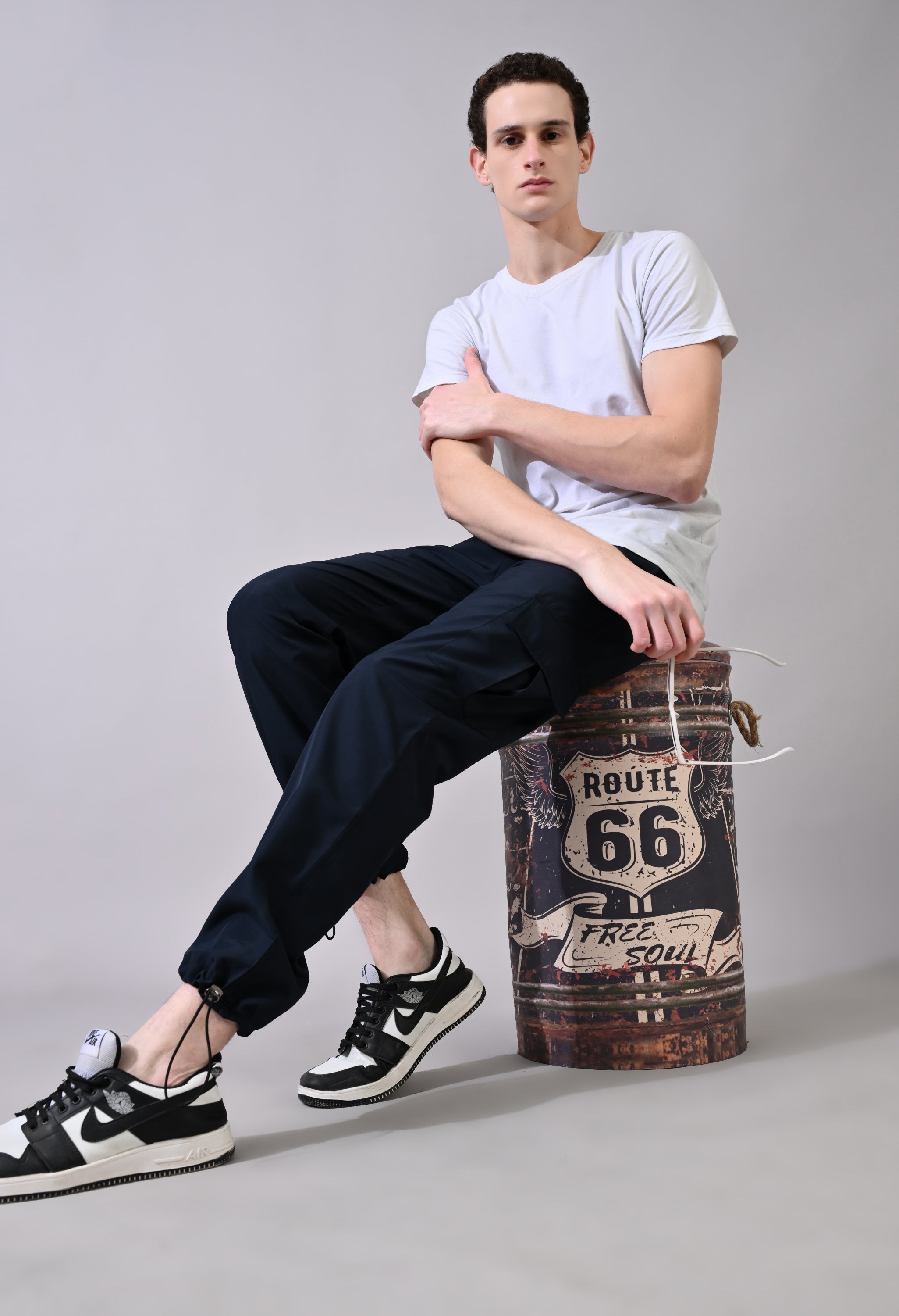 Navy Elasty Cargo Joggers Pants